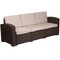 Merrick Lane Malmok Outdoor Furniture Resin Sofa Faux Rattan Wicker Pattern Patio 3-Seat Sofa With All-Weather Cushions
